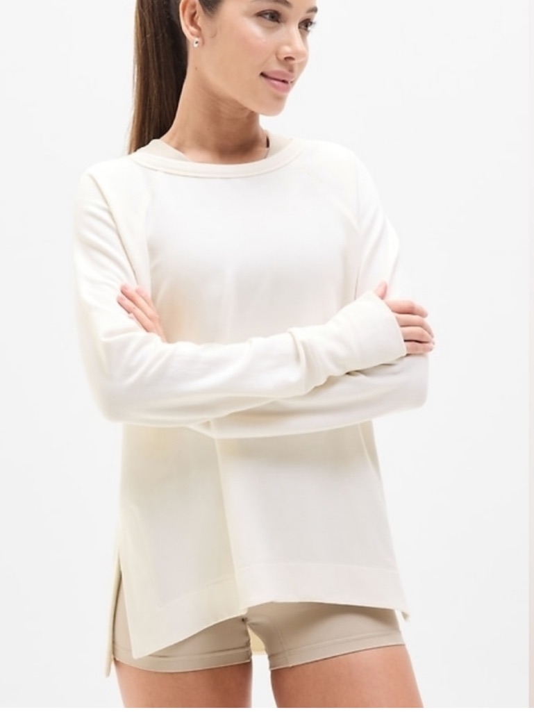 Athleta Coaster Luxe Recover Sweatshirt In Magnolia White Sz M